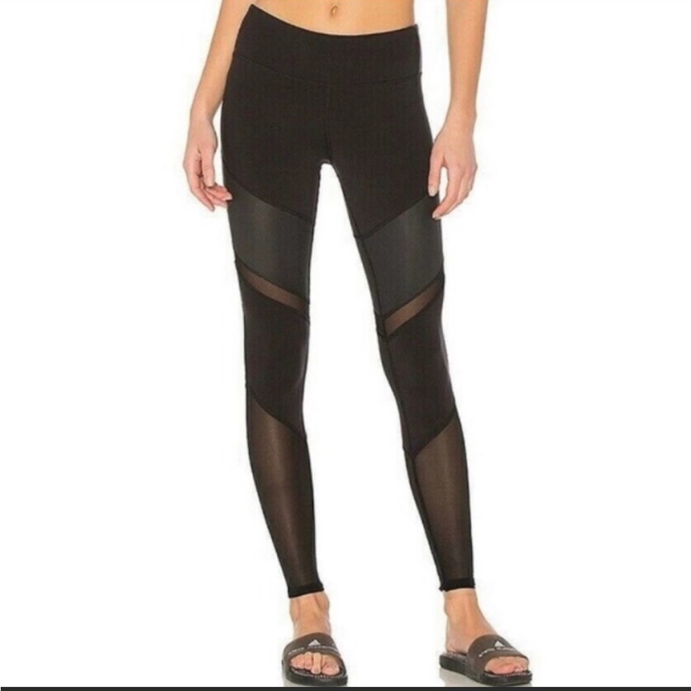 Alo Yoga- High Waisted Mesh Faux Leather Leggings - XS